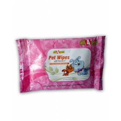All4pets Pet Wipes With Vitamin E Helps Cleanse Skin and  Coat (10 wet wipes)